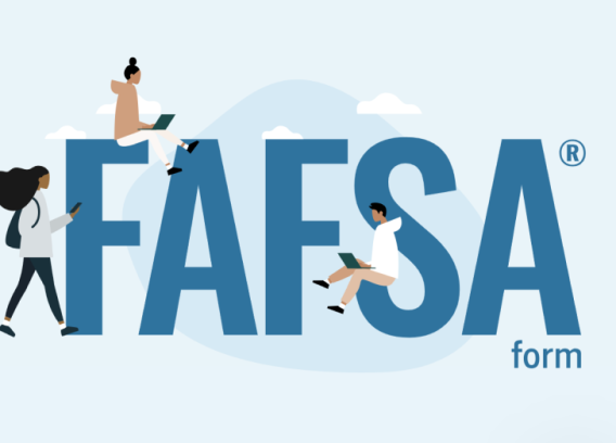 A graphic spelling the acronym FAFSA.