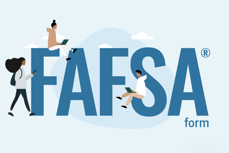 A graphic spelling the acronym FAFSA.